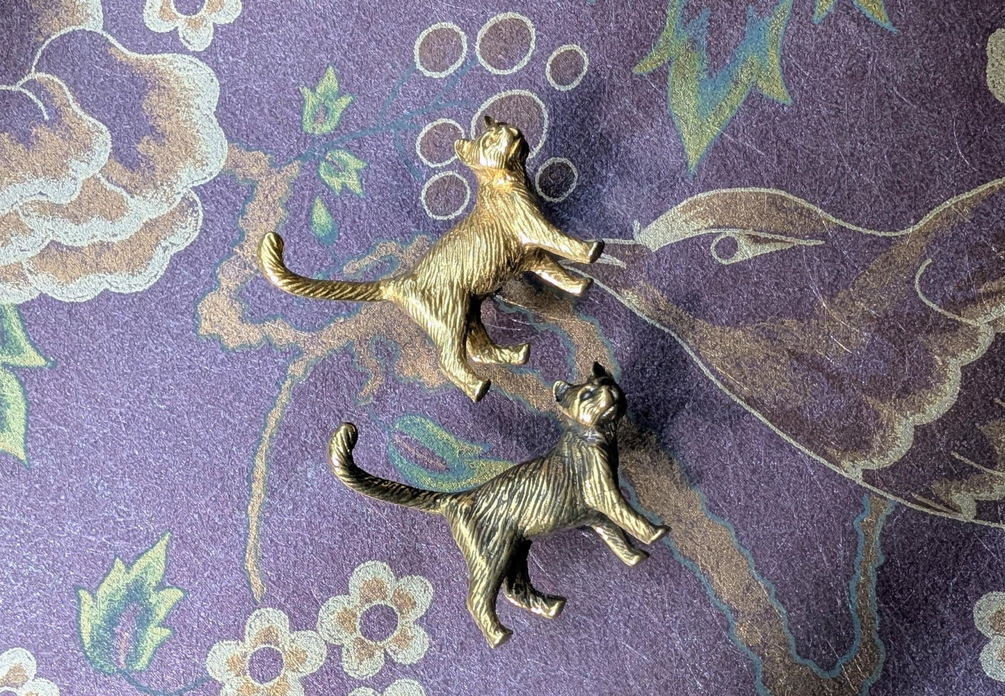 Solid Gold Brass Cat Kitten Cabinet Pull: Quirky Furniture Hardware Unique door knob