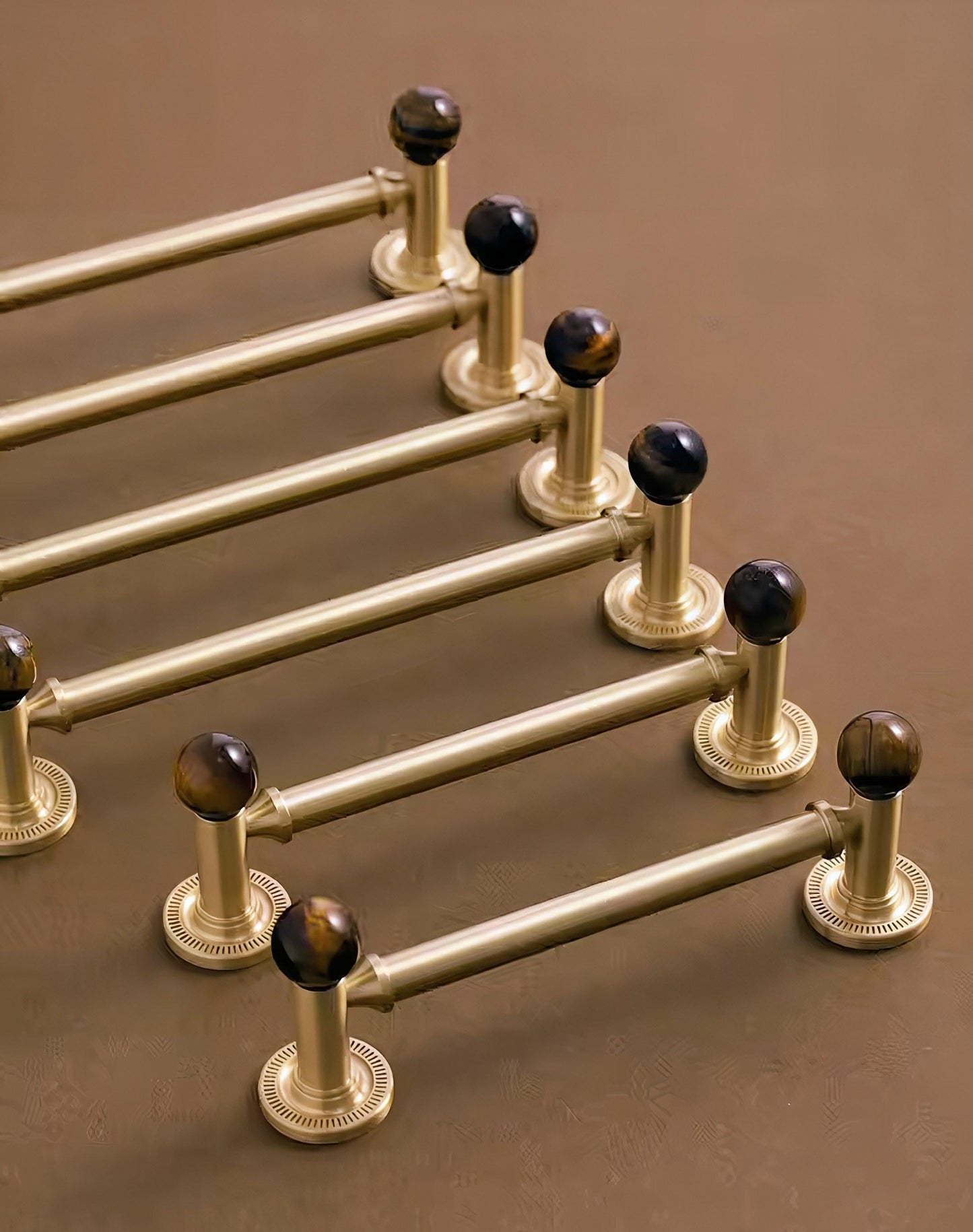 Tiger Eye Gemstone Brass Cabinet Handle: Luxury Gold Drawer Pull