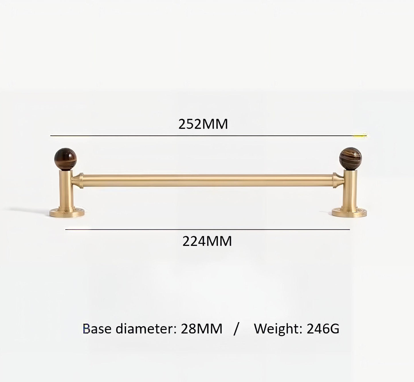 Tiger Eye Gemstone Brass Cabinet Handle: Luxury Gold Drawer Pull