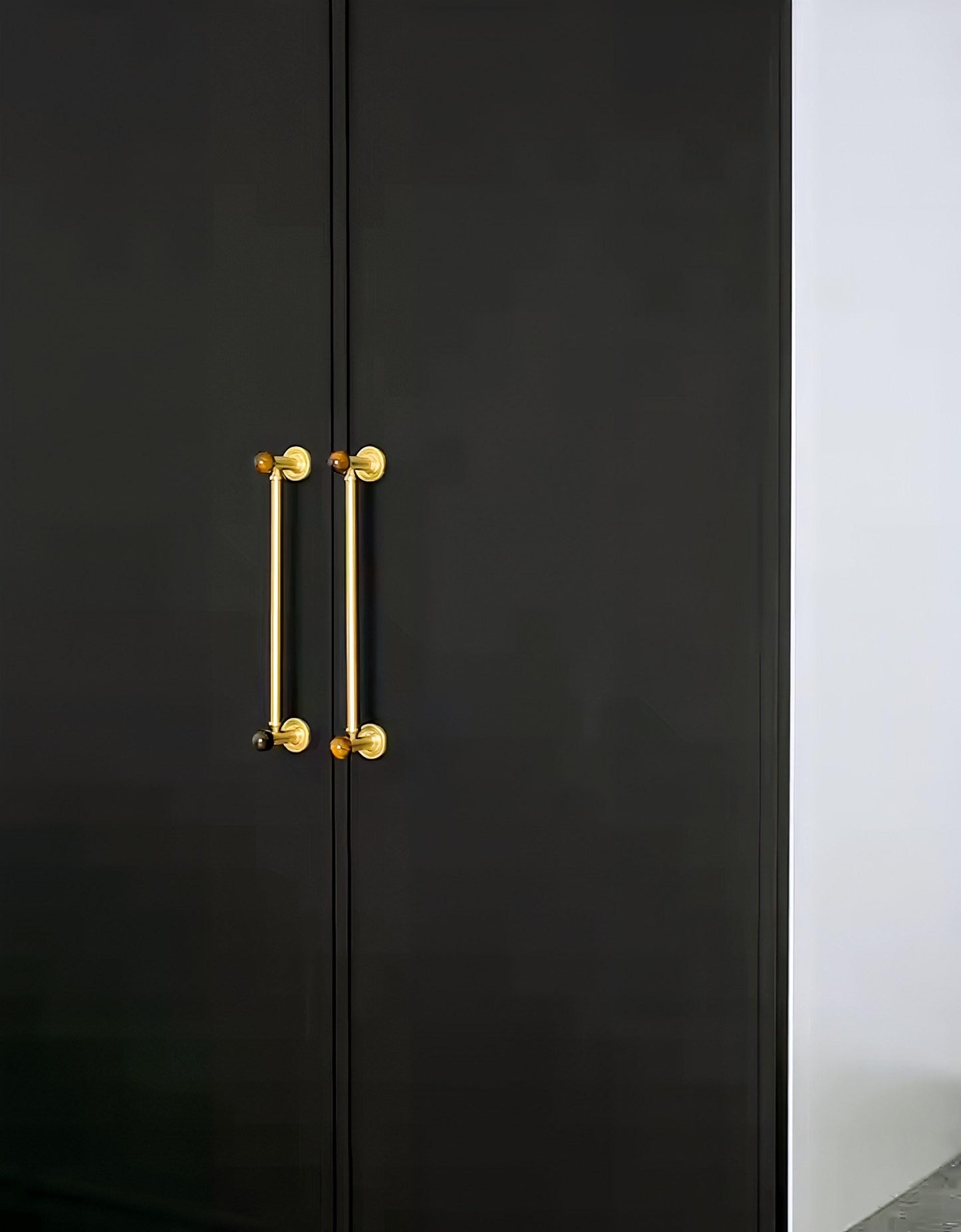 Tiger Eye Gemstone Brass Cabinet Handle: Luxury Gold Drawer Pull