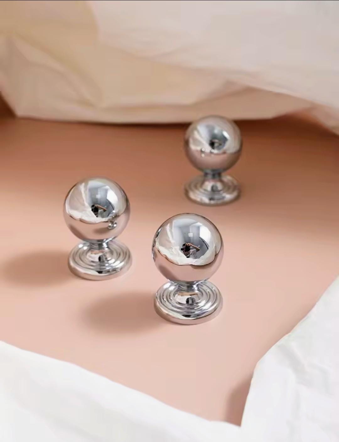 Silver Chrome coated brass cabinet Handle: Bubble Style Drawer Pull modern hardware