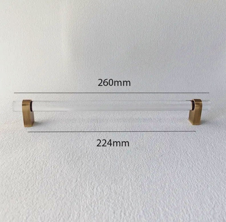 Clear lucite cabinet bar pull handle with bronze fixings /Transparent acrylic drawer handle/lucite furniture hardware with bronze fixings