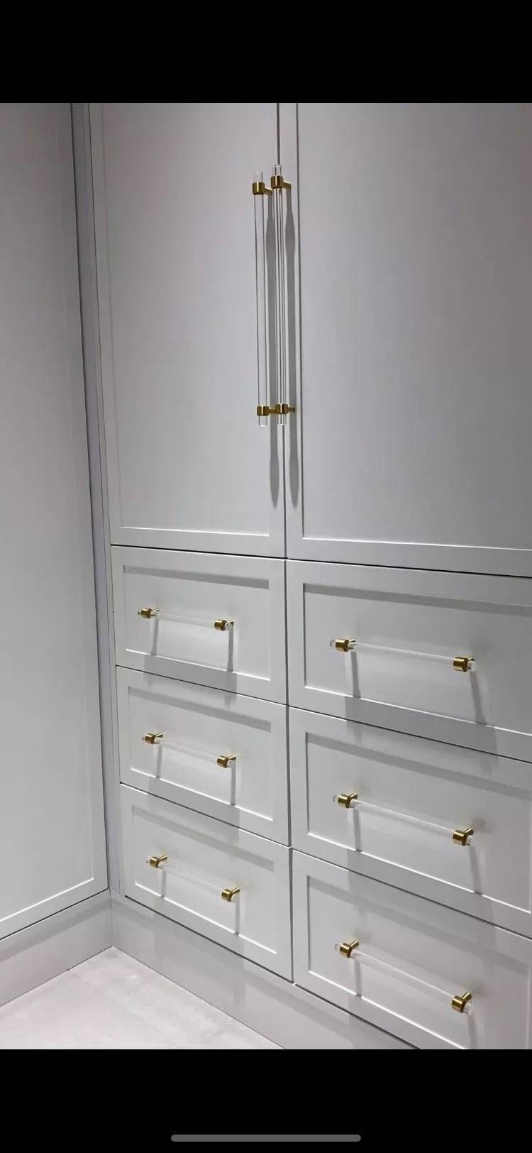 Brass and clear lucite cabinet bar pull handle/Clear acrylic drawer handle/Lucite furniture hardware/Brass transparent resin cabinet handle