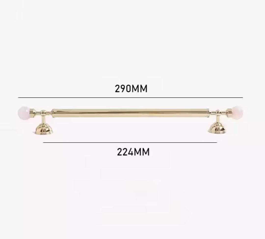 Shiny gold brass pink crystal bar handle/Semi precious stone and brass drawer pull/unique cabinet handle/IKEA hack/wardrobe door handle