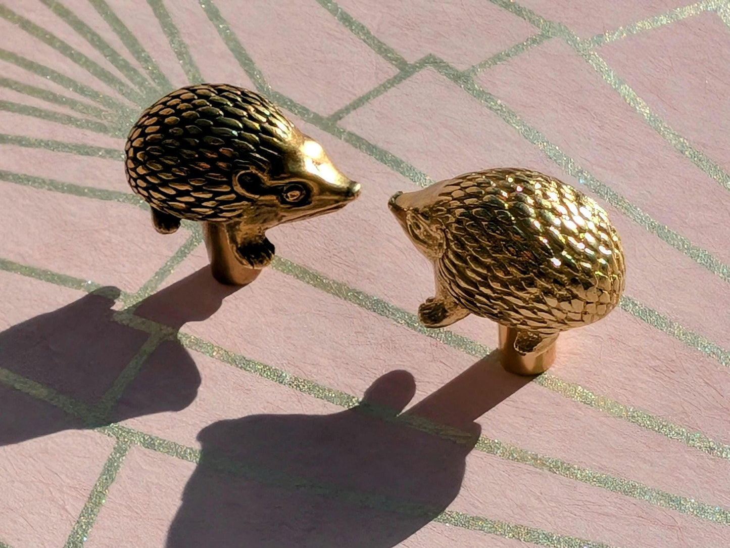 Gold or Bronze hedgehog cabinet handle/Hedgehog door handle/Hedgehog drawer knob/Woodland themed handle/Brass furniture hardware