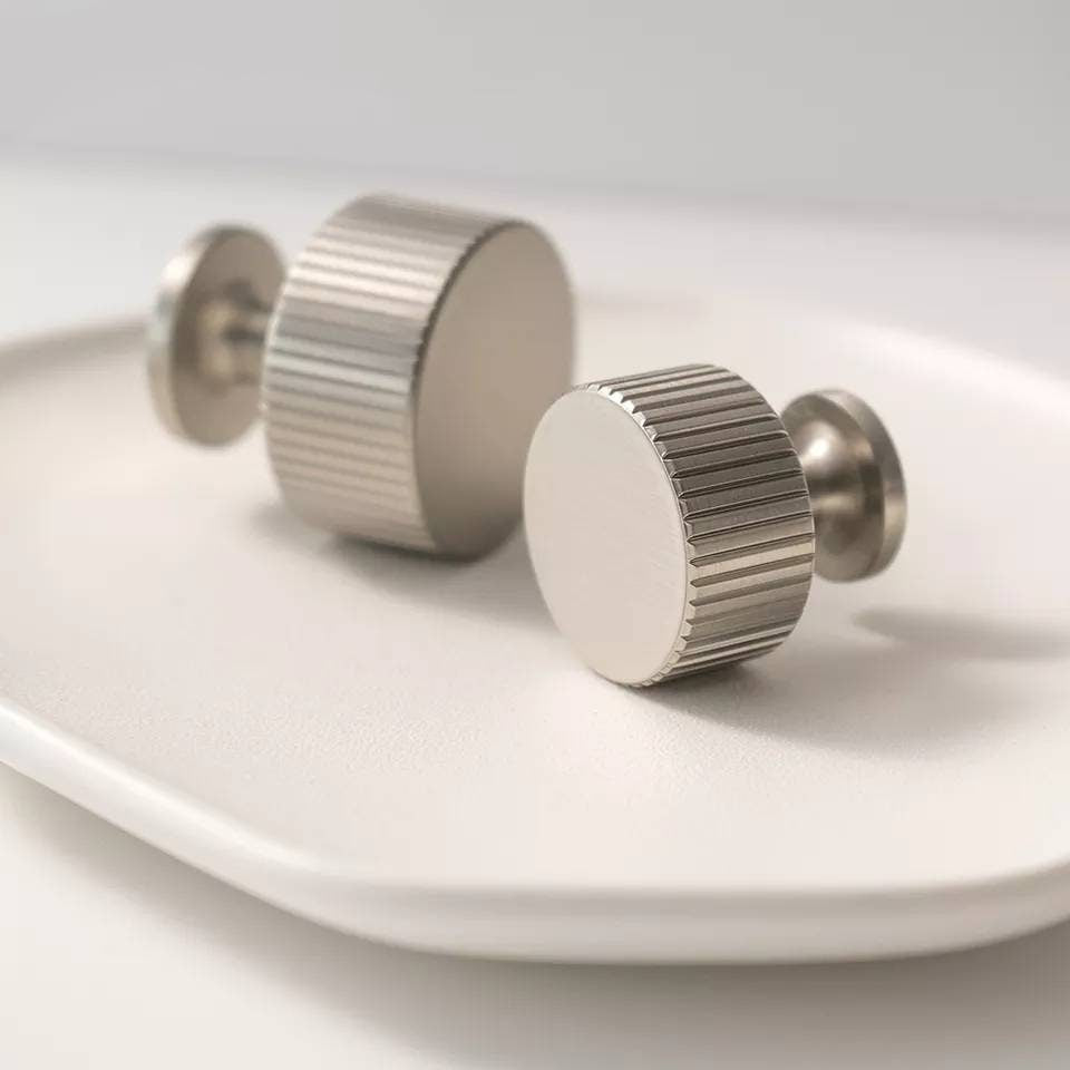 Silver nickle cabinet pull/Matte silver bar pull handle with a line pattern/Silver nickle drawer handle/modern silver furniture hardware