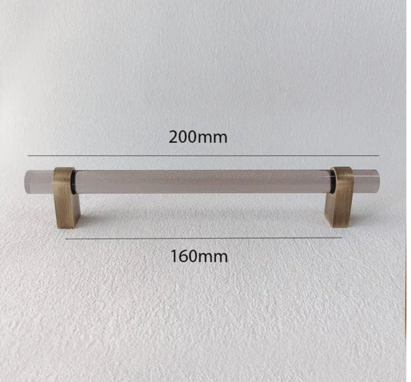 Smoke grey lucite cabinet bar pull handle with bronze fixings/Gray acrylic drawer handle/Grey lucite furniture hardware with bronze fixings
