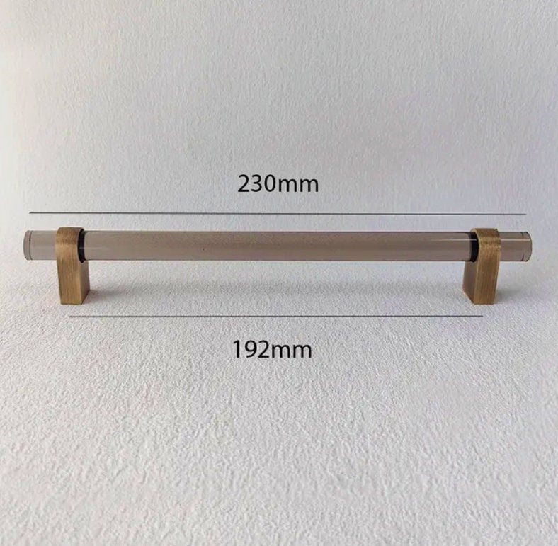 Smoke grey lucite cabinet bar pull handle with bronze fixings/Gray acrylic drawer handle/Grey lucite furniture hardware with bronze fixings