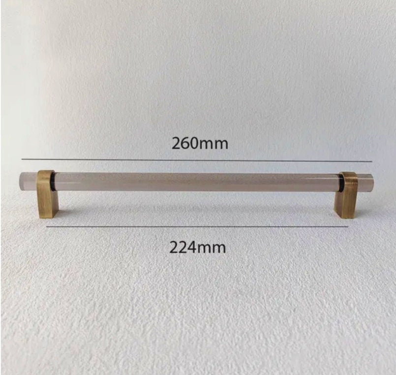Smoke grey lucite cabinet bar pull handle with bronze fixings/Gray acrylic drawer handle/Grey lucite furniture hardware with bronze fixings