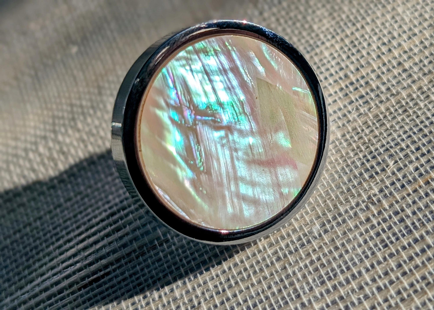 Silver Iridescent Pearl Shell Drawer Pull/Abalone Pearl Cabinet Pull/Mother of Pearl Door handle/MOP door knob/Silver furniture hardware