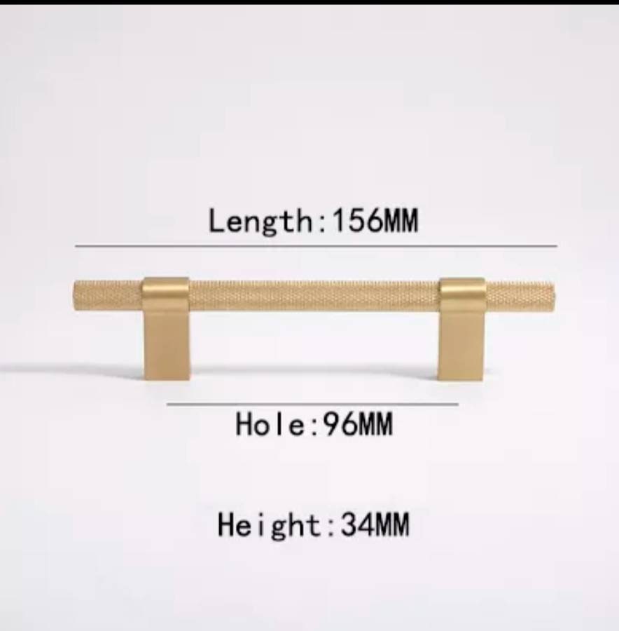 Gold brass bar handle with plain fixings/knurled texture cabinet handle/home improvement hardware/modern brass kitchen hardware/gold handle