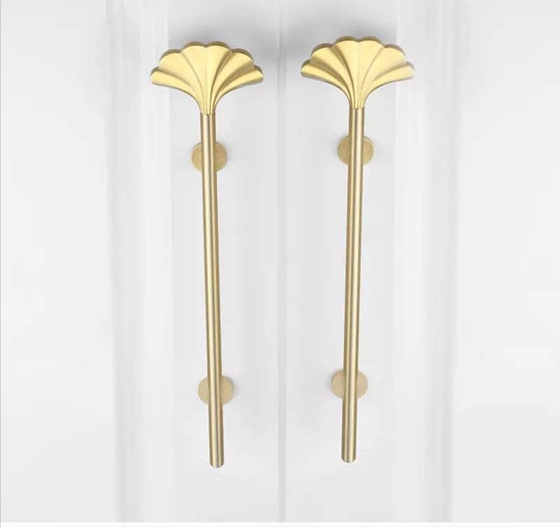 Gold cabinet bar handle with art nouveau style radiating fan pattern/long drawer pull/wardrobe door handle/home improvement/door handle