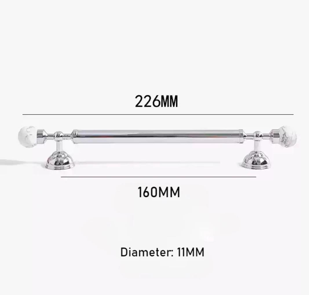 White marble and silver bar handle/Marble and chrome drawer pull/unique cabinet handle/IKEA hack/wardrobe door handle/Geometric hardware