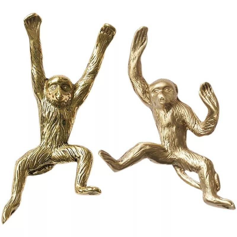 Fun brass monkey cabinet pull/animal door handle/tropical decor/zoo animal drawer pull/nursery decor/gold furniture hardware/monkey handle