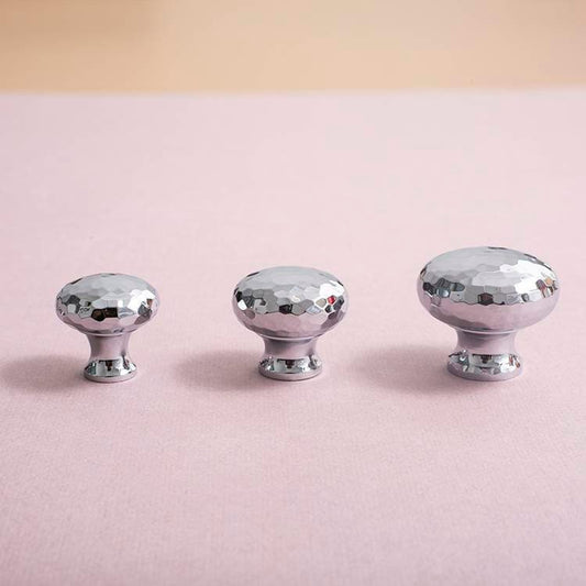 Round shiny silver hammered brass cabinet handle/Glittery silver drawer knob/Polished textured door handle/Solid brass furniture hardware