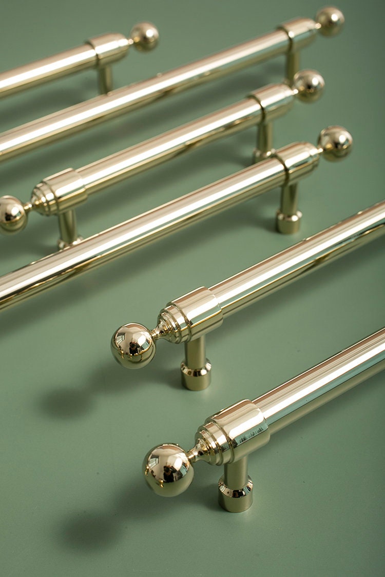 Shiny gold brass cabinet bar handle/Gold polished classic design cabinet drawer pull/Shiny gold furniture hardware/kitchen drawer handle