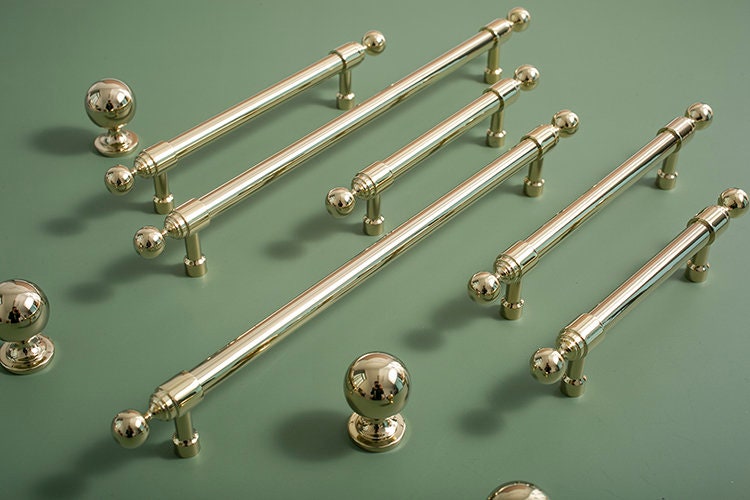 Shiny gold brass cabinet bar handle/Gold polished classic design cabinet drawer pull/Shiny gold furniture hardware/kitchen drawer handle