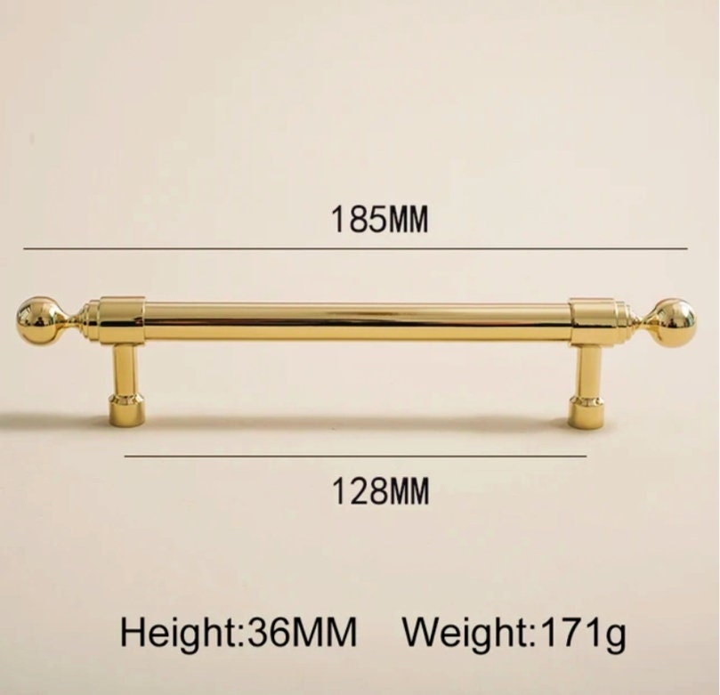 Shiny gold brass cabinet bar handle/Gold polished classic design cabinet drawer pull/Shiny gold furniture hardware/kitchen drawer handle