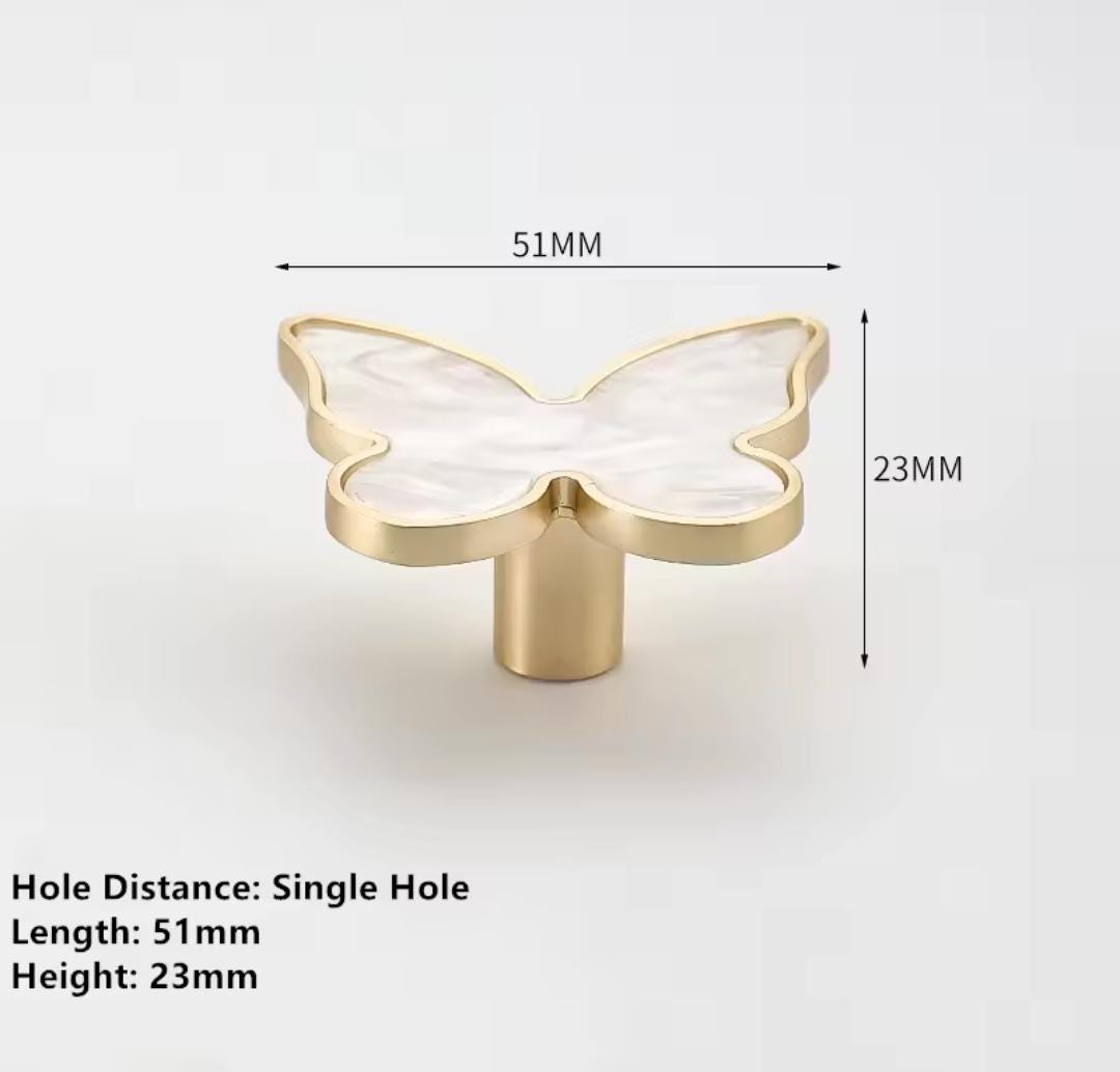 Pearly butterfly drawer handle/Pink Butterfly cabinet pull/Nursery decor/Nursery door knobs/IKEA hack door pull/Childrens door handle