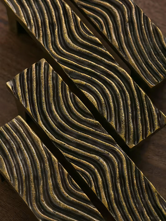 Bronze wave design rectangle bar handles/Bronze bold drawer pull/kitchen cabinet handles/Brass door handles/Bronze furniture hardware