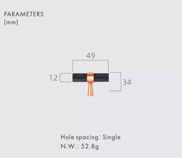 Knurled matte black and rose gold cabinet handle/copper and black drawer pull/rose gold furniture hardware/black and rose gold door handle