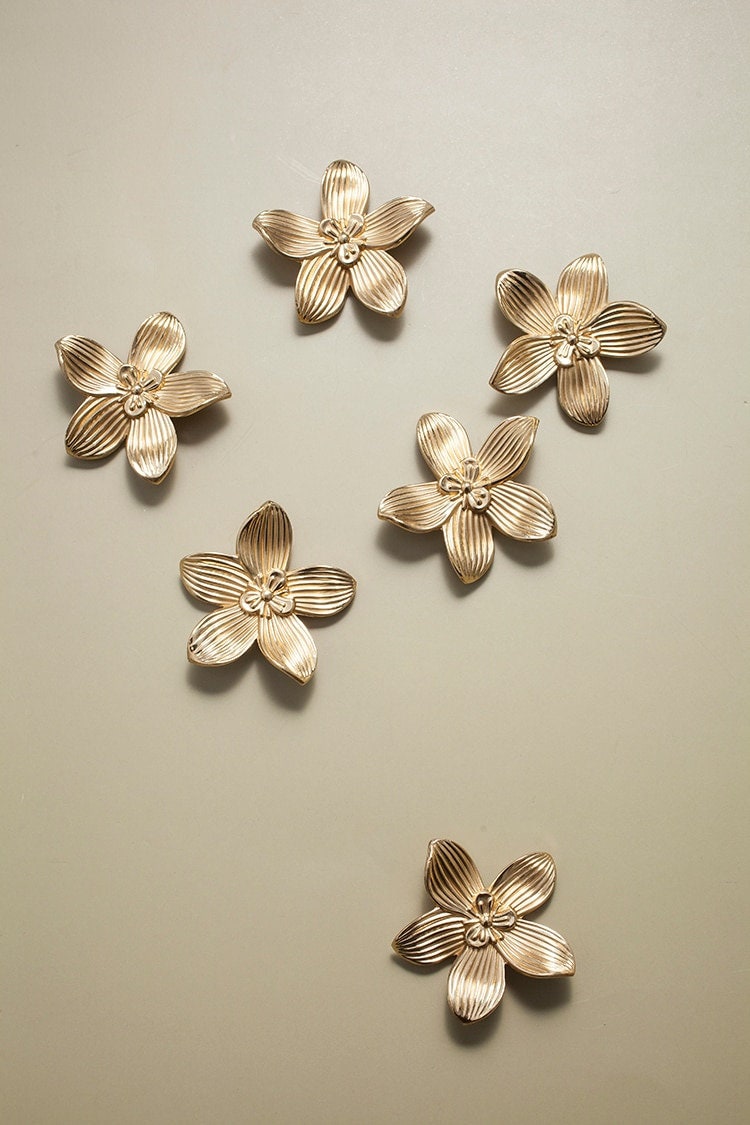 Gold cymbidium door knob/ Exotic flower cabinet pull/Brass flower Door Handle/Orchid drawer pull/ bedroom furniture hardware/orchid flower