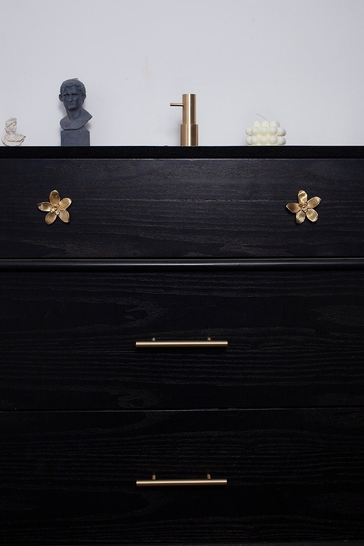 Gold cymbidium door knob/ Exotic flower cabinet pull/Brass flower Door Handle/Orchid drawer pull/ bedroom furniture hardware/orchid flower