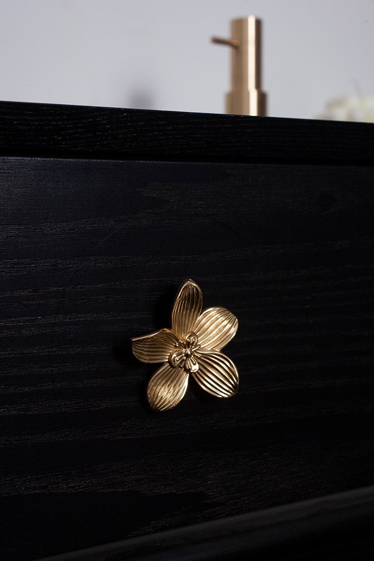 Gold cymbidium door knob/ Exotic flower cabinet pull/Brass flower Door Handle/Orchid drawer pull/ bedroom furniture hardware/orchid flower