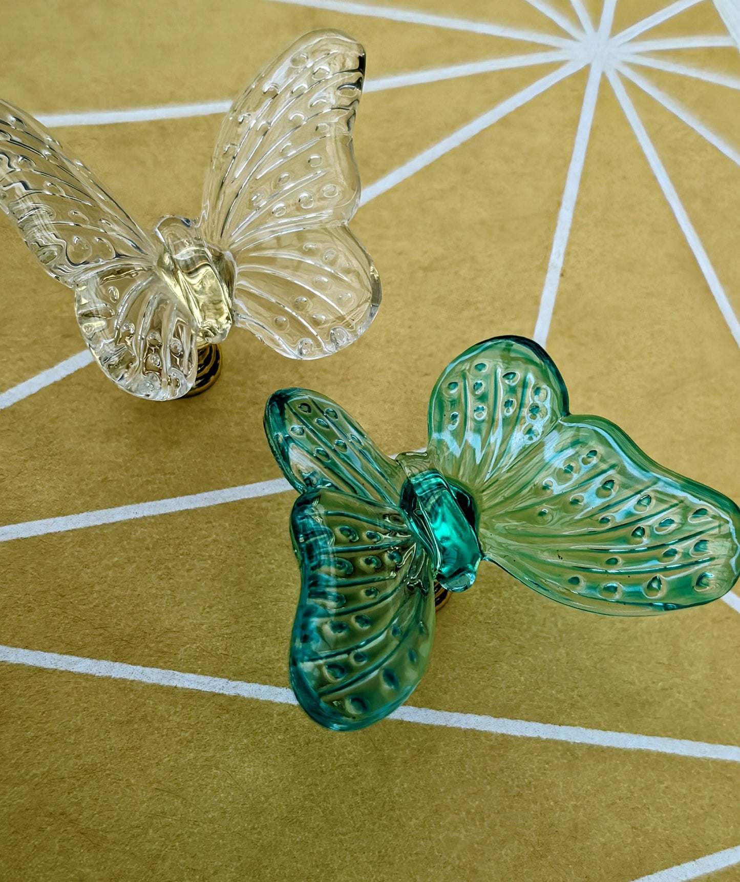 Glass butterfly drawer knob/Butterfly cabinet handle/Butterfly furniture hardware/nursery door handle/Children's decor/Butterfly door knob