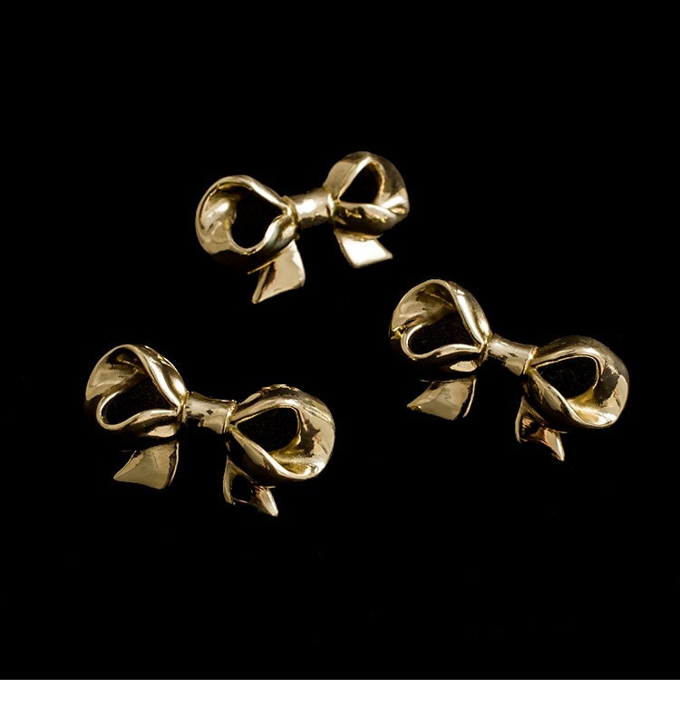 Cute Gold Brass Bow Shaped cabinet pull/gold bow drawer handle/gold furniture hardware/ribbon bow door knob/bedroom furniture hardware