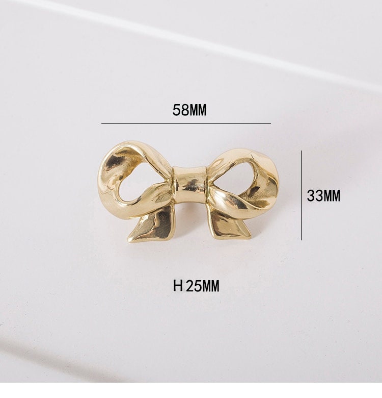 Cute Gold Brass Bow Shaped cabinet pull/gold bow drawer handle/gold furniture hardware/ribbon bow door knob/bedroom furniture hardware