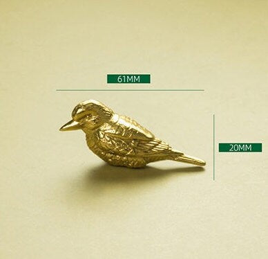 Solid Brass Kingfisher Cabinet Pull/Gold Bird shaped Door Handle/Detailed Bird Design Drawer Pull/Unique Brass Furniture Hardware