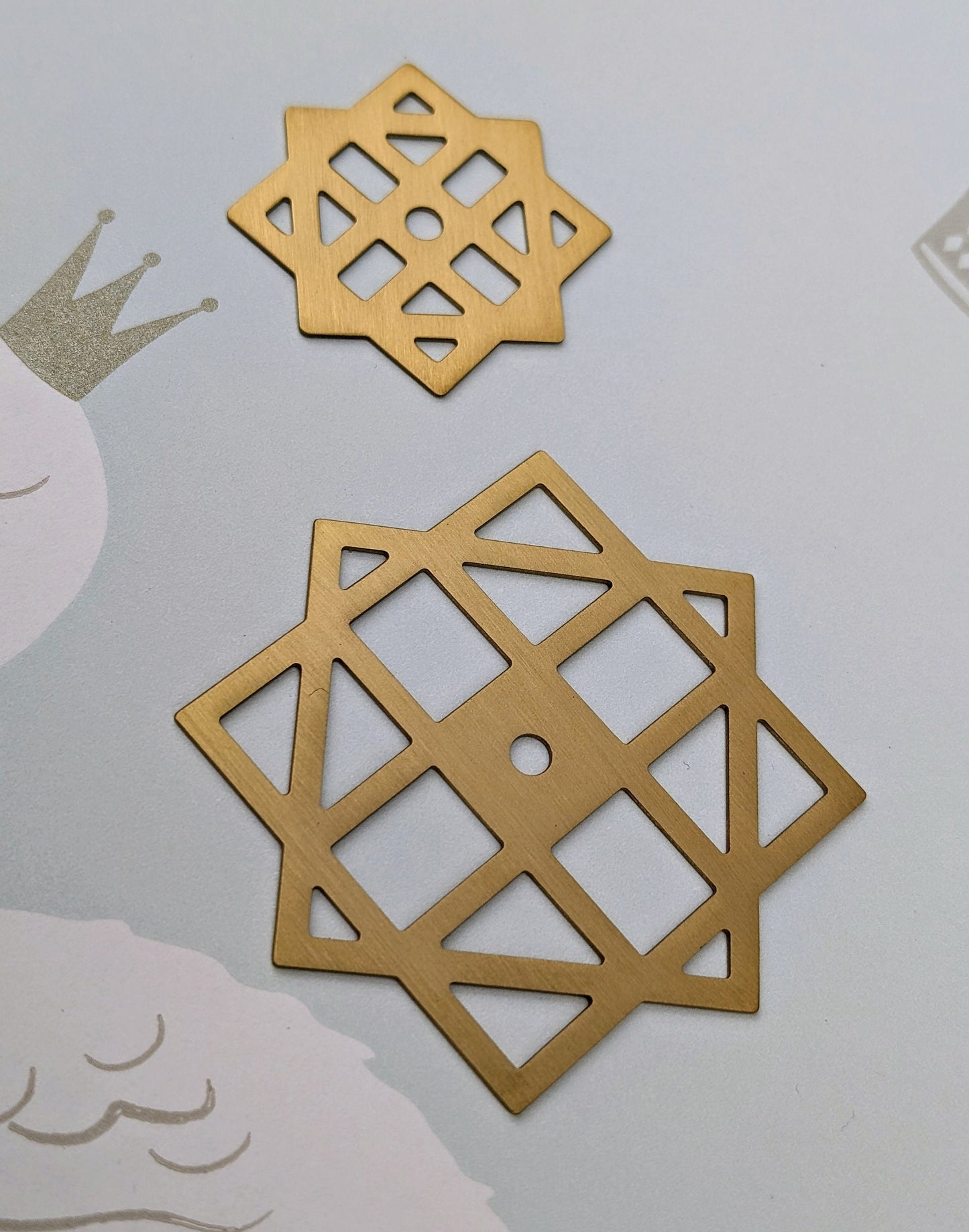 Gold brass geometric pattern backplates for drawer handles/Brass square back plates for cabinet pulls/Gold brass square backplate hardware