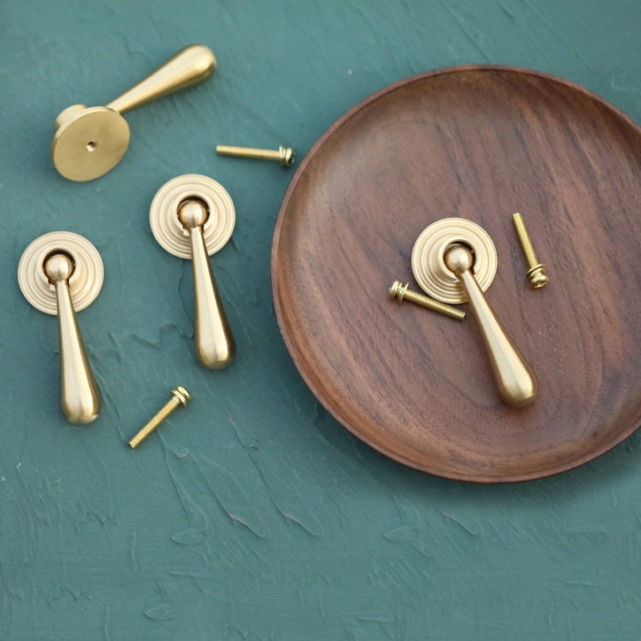 Large gold brass drop drawer pull/Brass drop cabinet handle/classic style drop door knob/gold furniture hardware/dressing table handle