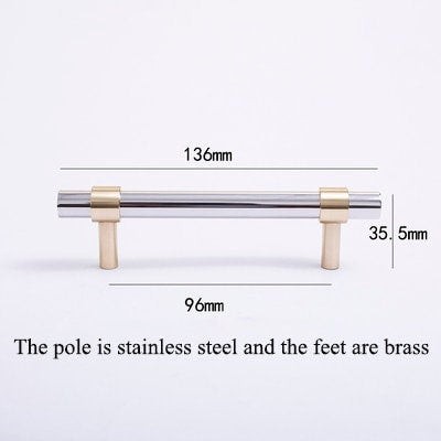 Silver and Gold cabinet bar pull/silver and gold drawer pull/kitchen hardware/metal door handle/furniture hardware/shiny silver cabinet pull