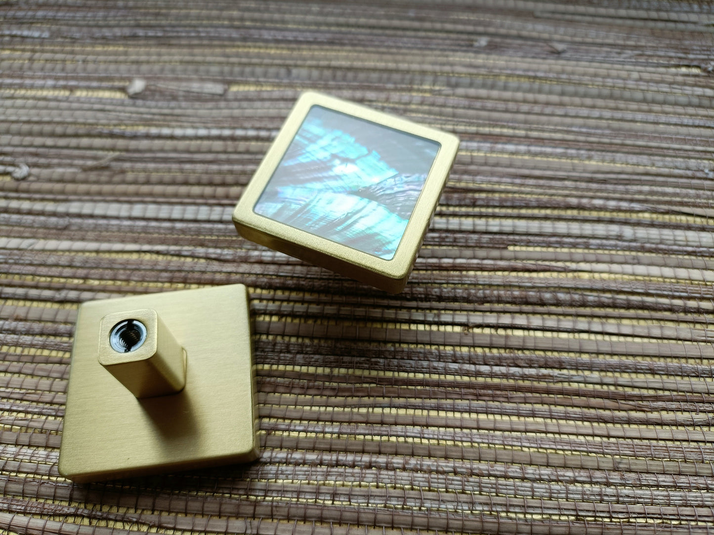 Square mother of pearl drawer pull/Pearl and brass cabinet pull/Mother of Pearl door handle/Pearl drawer knob/Pearl Furniture Hardware/MOP