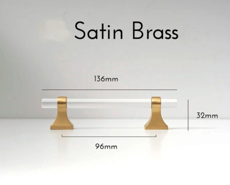 Gold brass and clear lucite cabinet bar pull handle/Acrylic drawer handle/lucite furniture hardware/brass transparent resin cabinet handle
