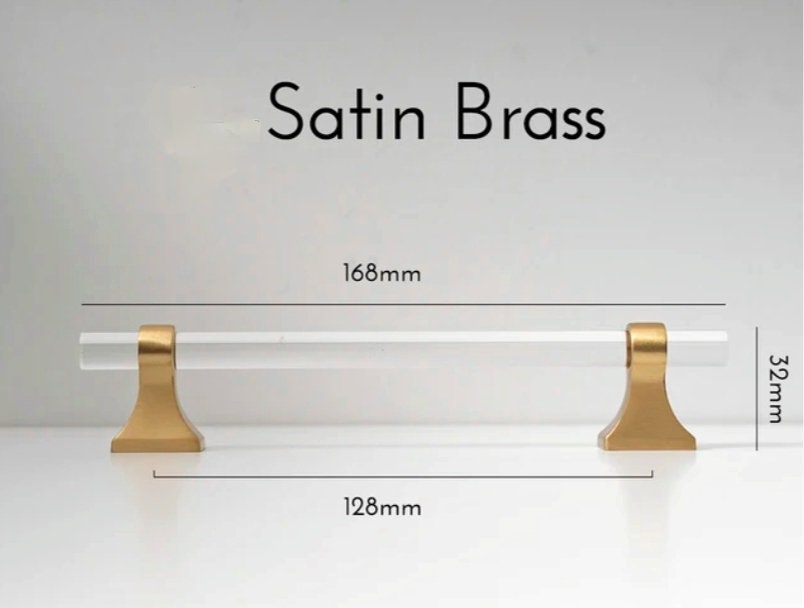 Gold brass and clear lucite cabinet bar pull handle/Acrylic drawer handle/lucite furniture hardware/brass transparent resin cabinet handle