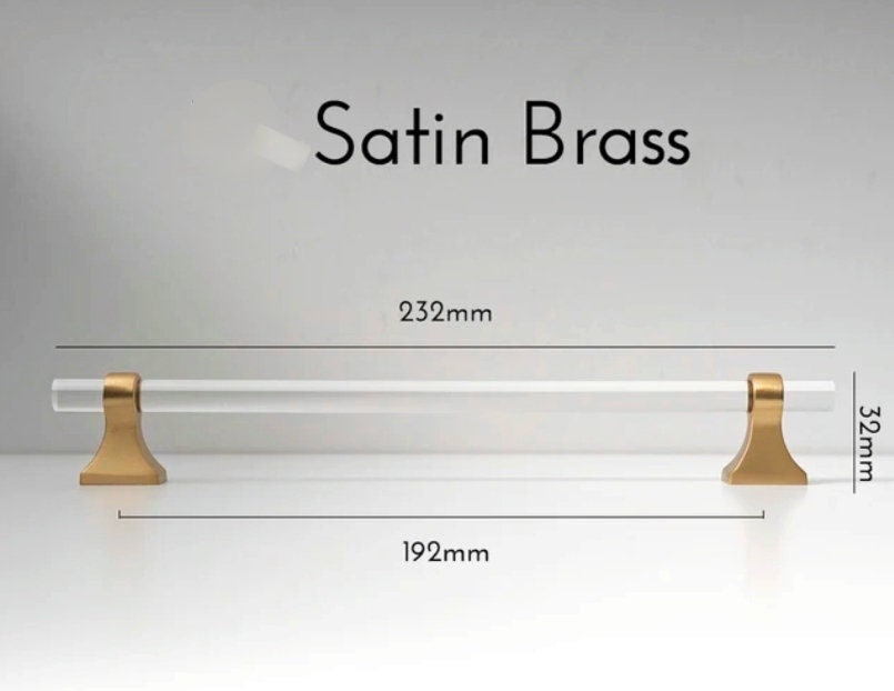 Gold brass and clear lucite cabinet bar pull handle/Acrylic drawer handle/lucite furniture hardware/brass transparent resin cabinet handle