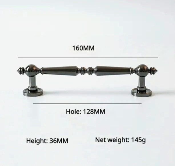 Shiny black traditional shaped bar handle/Black brass cabinet pull/kitchen door handle/Bar drawer pull/furniture hardware/home improvement