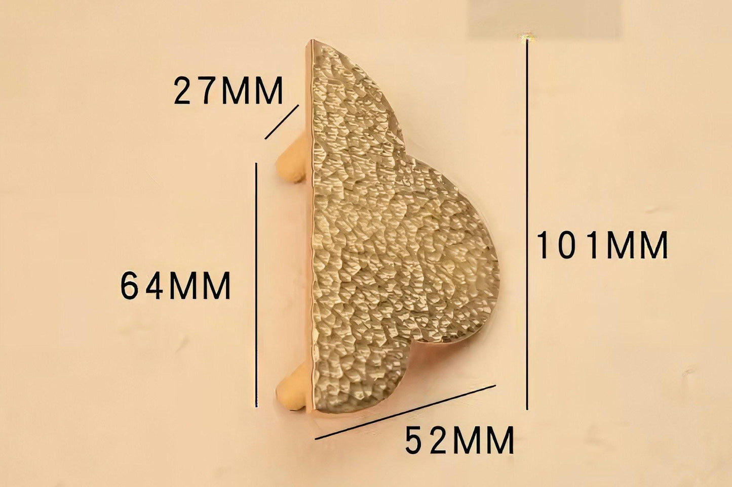 Clover shaped hammed texture drawer handle/Big Gold drawer pull/Gold Wardrobe handle/Kitchen hardware/Large cabinet handle/Gold door handle