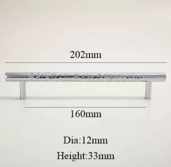 Glittery silver hammered cabinet bar handle/Shiny silver drawer pull/textured metal door handle/brass furniture hardware/kitchen hardware