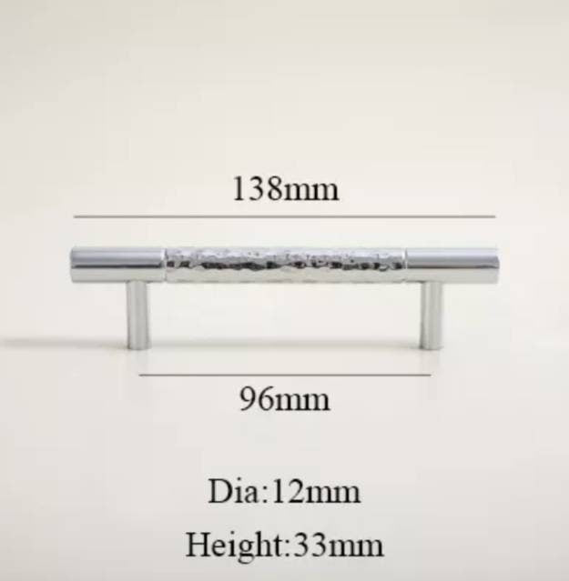 Glittery silver hammered cabinet bar handle/Shiny silver drawer pull/textured metal door handle/brass furniture hardware/kitchen hardware