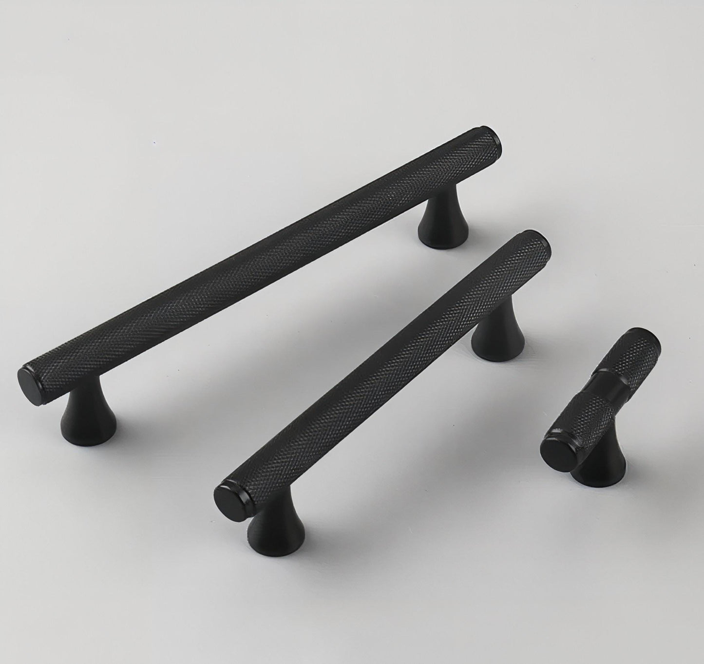Black knurled texture bar handle/Matte black cabinet handle with grip texture/Black drawer pull for kitchen/Matte black knurled door handle