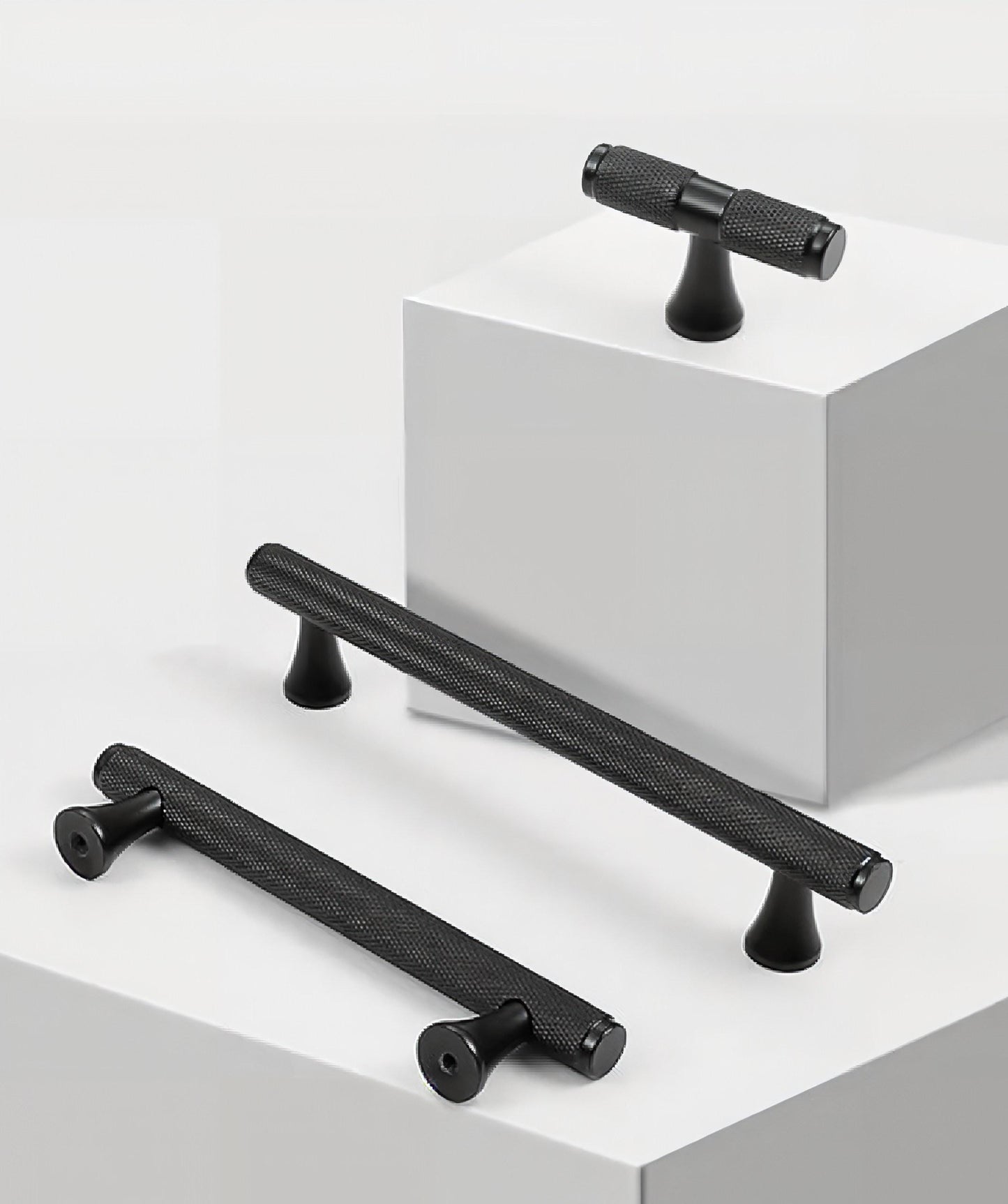 Black knurled texture bar handle/Matte black cabinet handle with grip texture/Black drawer pull for kitchen/Matte black knurled door handle