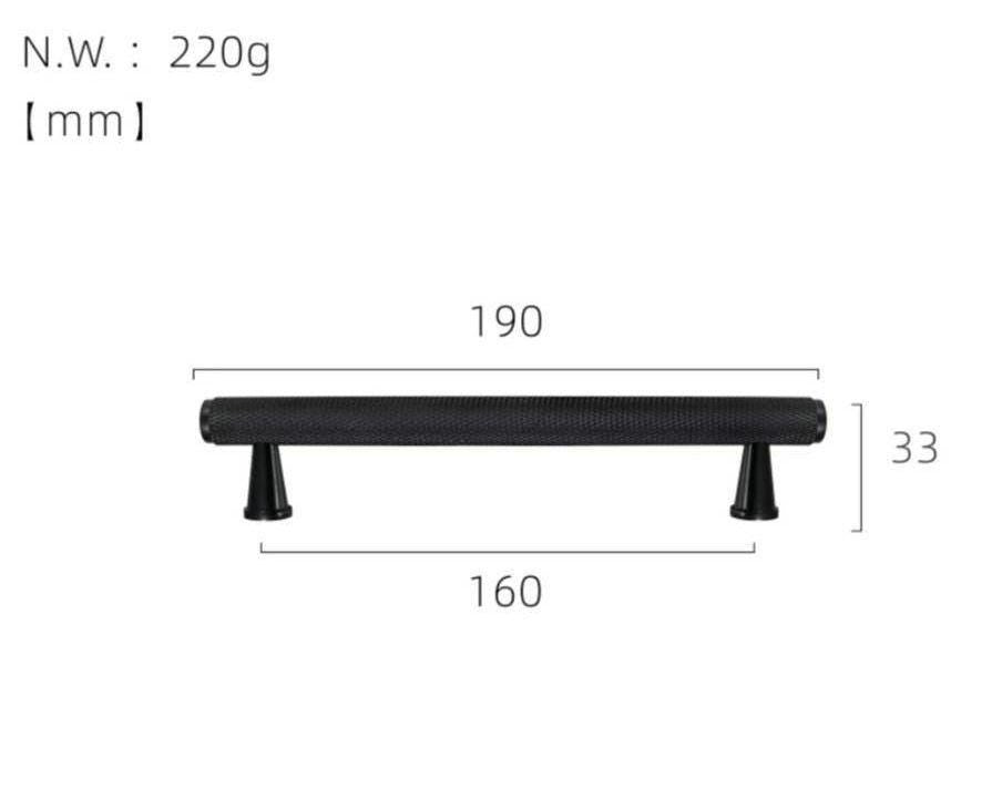 Black knurled texture bar handle/Matte black cabinet handle with grip texture/Black drawer pull for kitchen/Matte black knurled door handle