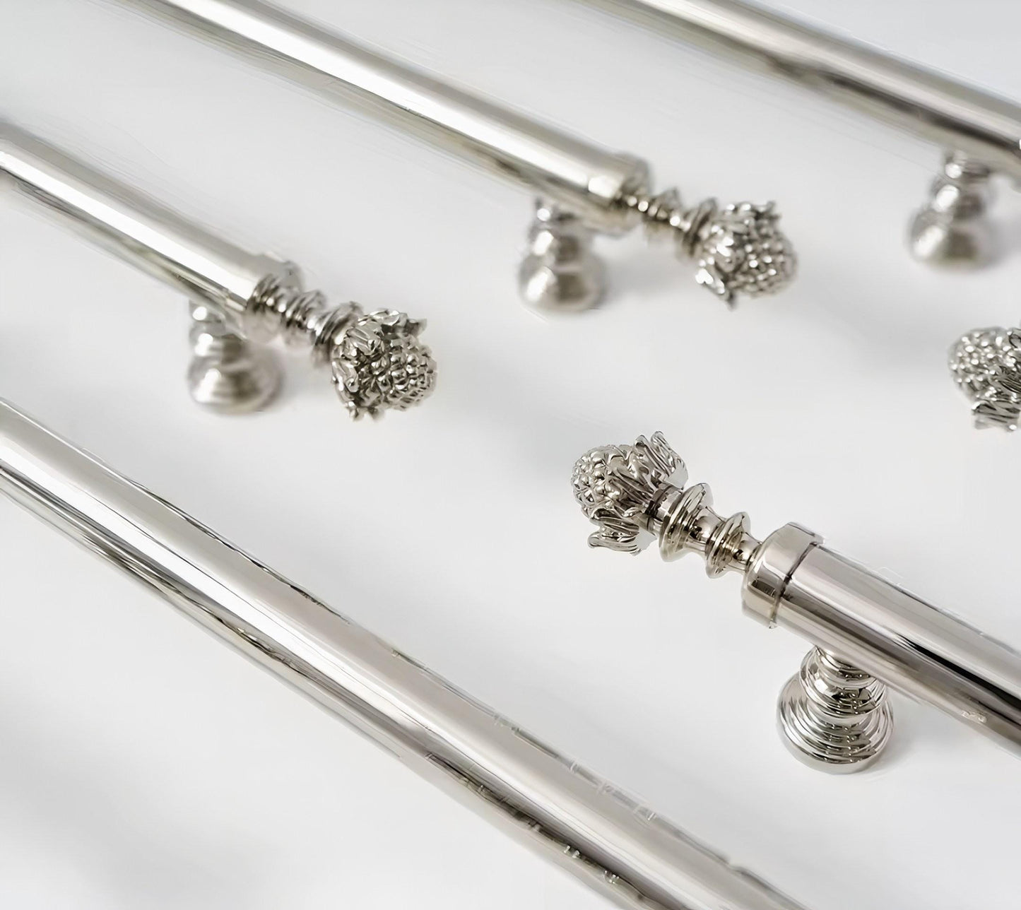 Decorative silver drawer handle/Ornate silver chrome drawer pull/Unique cabinet handle/Silver wardrobe door handle/Pincone cabinet handle