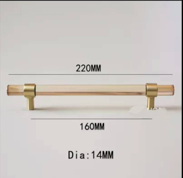 Pale gold lucite acrylic cabinet bar Handle with gold brass ring fixings cylindrical drawer pull/ furniture hardware/cabinet handle/kitchen