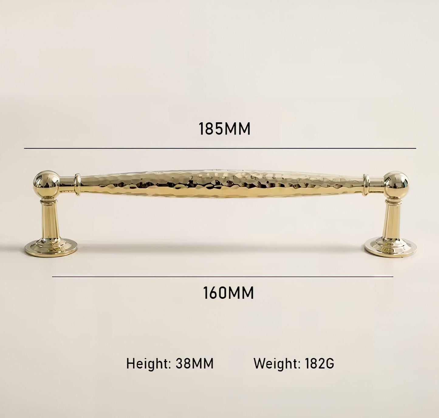 Gold hammered cabinet bar handle with feet/Shiny Gold drawer pull/textured metal door handle/brass furniture hardware/kitchen hardware