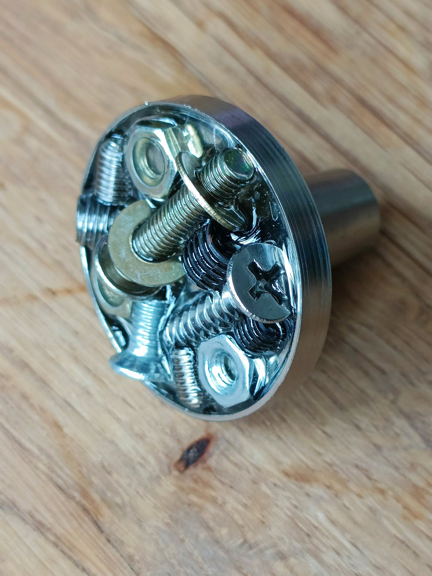 Unique nuts, washers and screws drawer pull/Silver nut style solid nickle cabinet knob/Industrial style door knob/man cave nickle hardware
